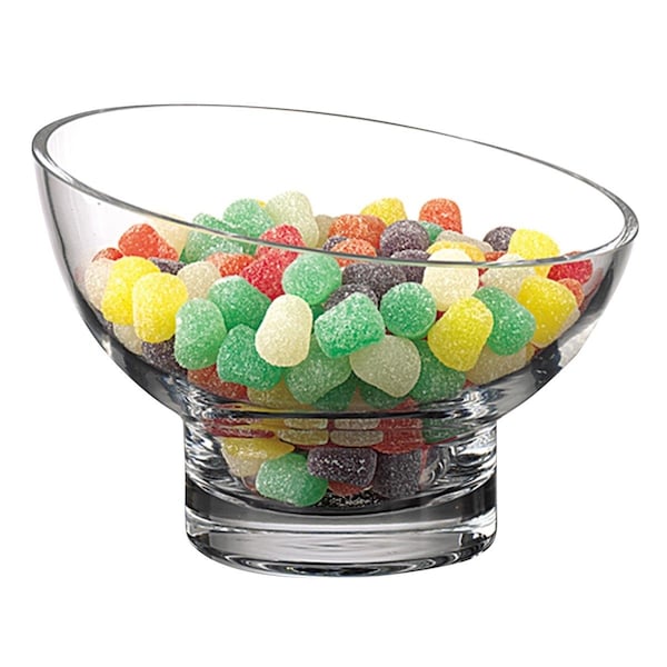 Alegria 7 in. Mouth Blown Slant Cut Candy Serving Glass Bowl AL3089016 - main